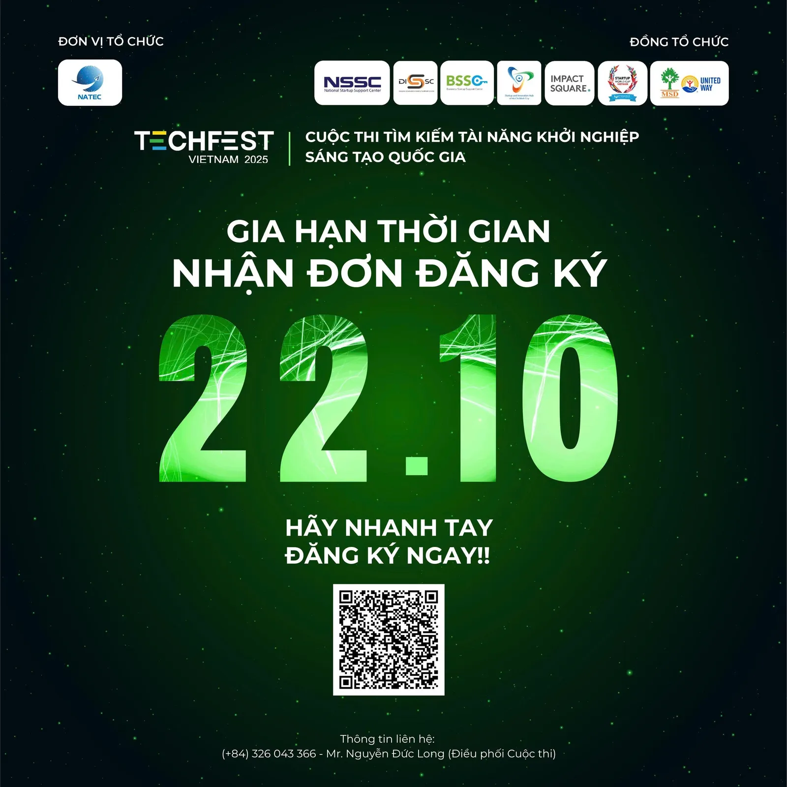 GIA HẠN THỜI GIAN NHẬN HỒ SƠ ĐĂNG KÝ CUỘC THI TÌM KIẾM TÀI NĂNG KHỞI NGHIỆP SÁNG TẠO QUỐC GIA – TECHFEST VIỆT NAM 2025